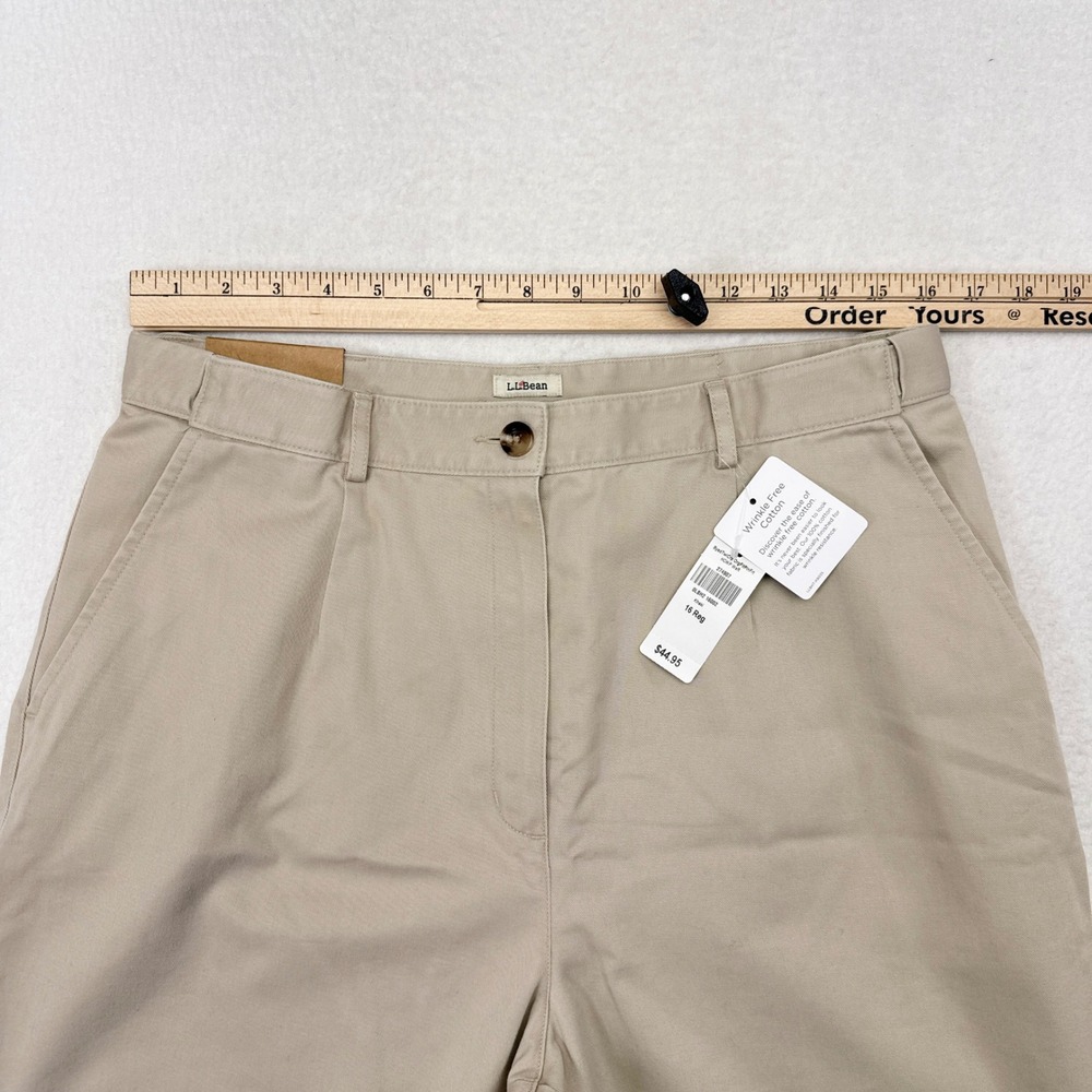 LL Bean Pants Womens Size 16 Tan Khaki Original Fit Straight Leg Casual NEW - Picture 9 of 10